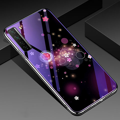 Custodia Silicone Gel Laterale Fiori Specchio Cover K01 per Huawei Nova 7 SE 5G Viola