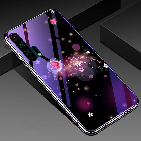 Custodia Silicone Gel Laterale Fiori Specchio Cover K02 per Huawei Honor 20 Pro Viola