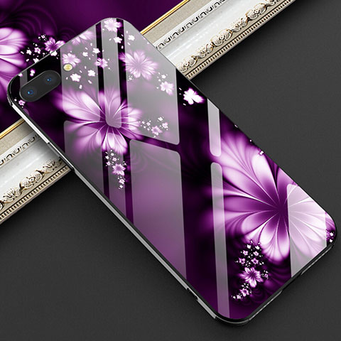 Custodia Silicone Gel Laterale Fiori Specchio Cover M03 per Oppo RX17 Neo Viola