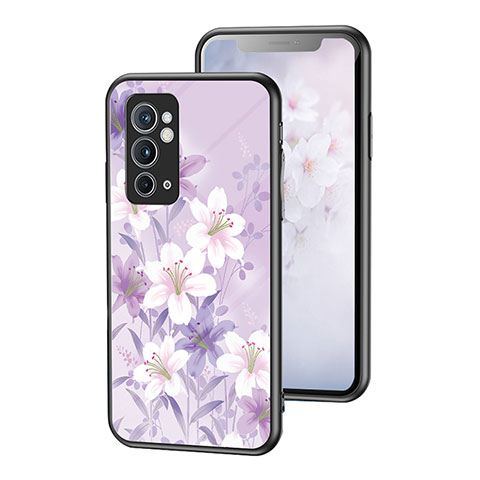 Custodia Silicone Gel Laterale Fiori Specchio Cover per OnePlus 9RT 5G Lavanda