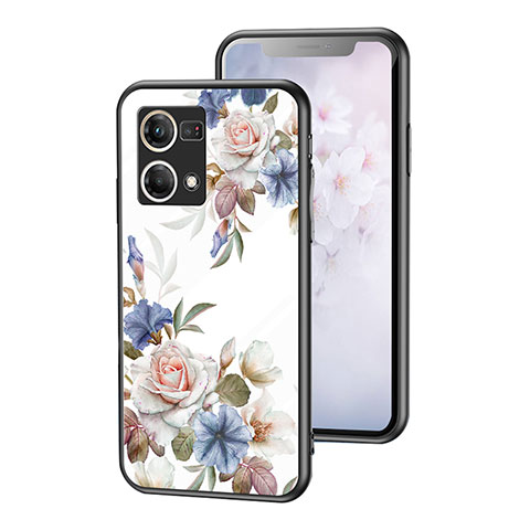 Custodia Silicone Gel Laterale Fiori Specchio Cover per Oppo F21 Pro 4G Bianco