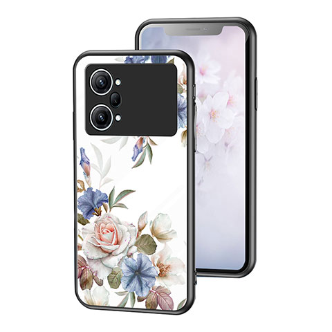 Custodia Silicone Gel Laterale Fiori Specchio Cover per Oppo K10 Pro 5G Bianco