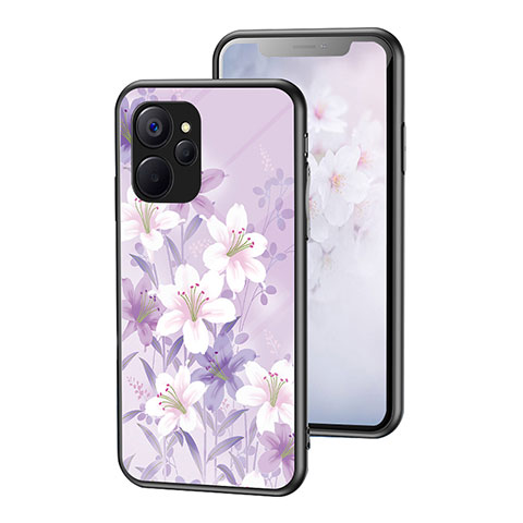 Custodia Silicone Gel Laterale Fiori Specchio Cover per Realme 10T 5G Lavanda