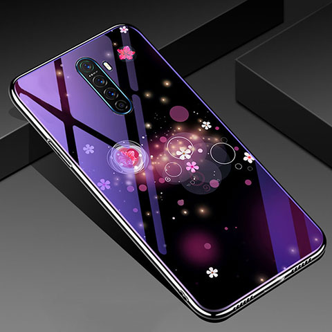 Custodia Silicone Gel Laterale Fiori Specchio Cover per Realme X2 Pro Viola