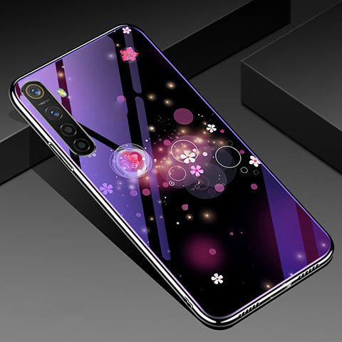 Custodia Silicone Gel Laterale Fiori Specchio Cover per Realme X2 Viola