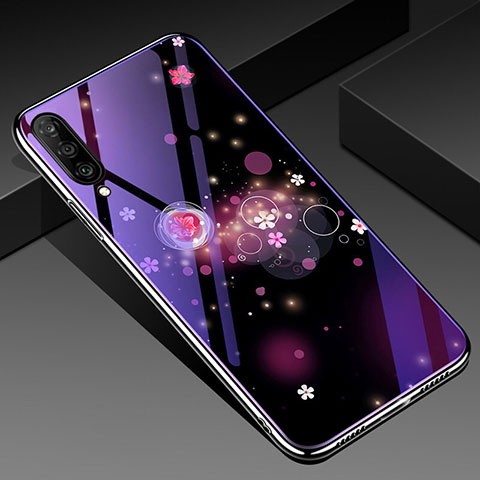 Custodia Silicone Gel Laterale Fiori Specchio Cover per Samsung Galaxy A90 5G Viola