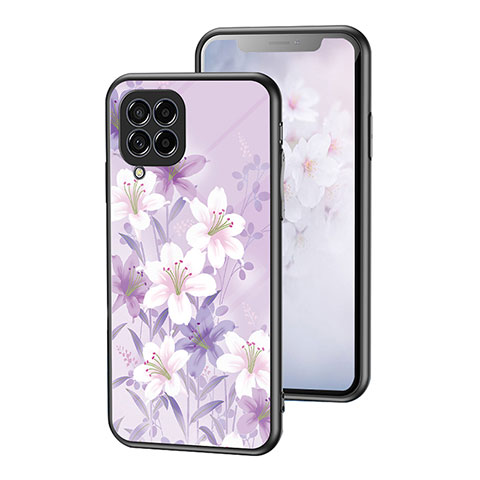 Custodia Silicone Gel Laterale Fiori Specchio Cover per Samsung Galaxy M53 5G Lavanda