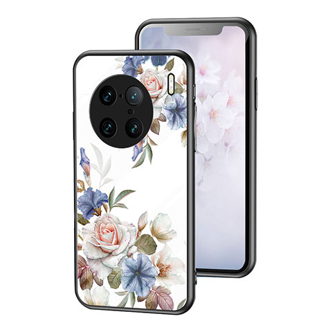 Custodia Silicone Gel Laterale Fiori Specchio Cover per Vivo X90 Pro+ Plus 5G Bianco