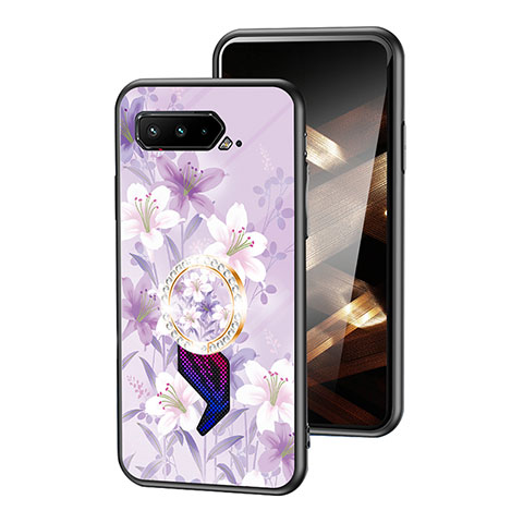 Custodia Silicone Gel Laterale Fiori Specchio Cover S01 per Asus ROG Phone 5s Pro Lavanda