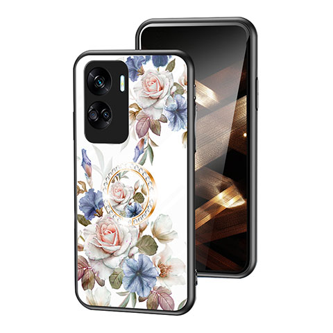 Custodia Silicone Gel Laterale Fiori Specchio Cover S01 per Huawei Honor 90 Lite 5G Bianco