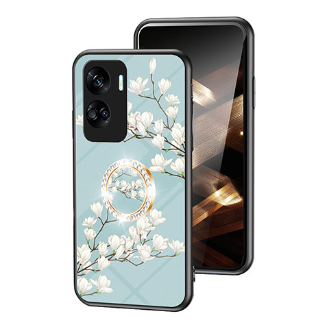 Custodia Silicone Gel Laterale Fiori Specchio Cover S01 per Huawei Honor 90 Lite 5G Ciano