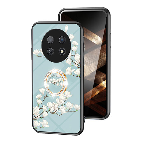 Custodia Silicone Gel Laterale Fiori Specchio Cover S01 per Huawei Nova Y91 Ciano