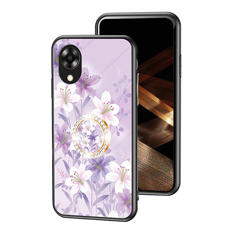 Custodia Silicone Gel Laterale Fiori Specchio Cover S01 per Oppo A17K Lavanda