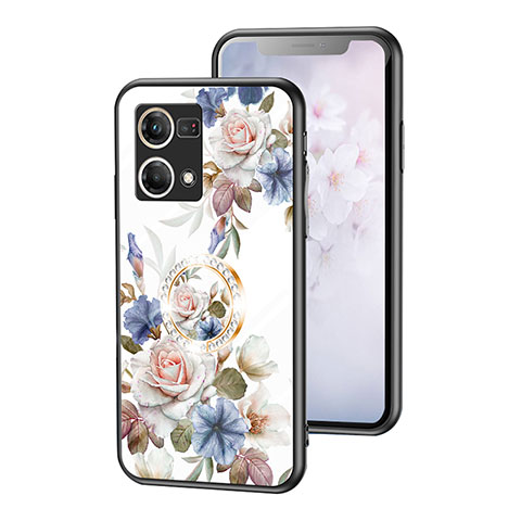 Custodia Silicone Gel Laterale Fiori Specchio Cover S01 per Oppo F21 Pro 4G Bianco