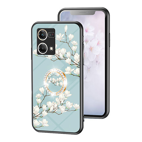 Custodia Silicone Gel Laterale Fiori Specchio Cover S01 per Oppo F21s Pro 4G Ciano