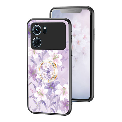 Custodia Silicone Gel Laterale Fiori Specchio Cover S01 per Oppo K10 5G Lavanda