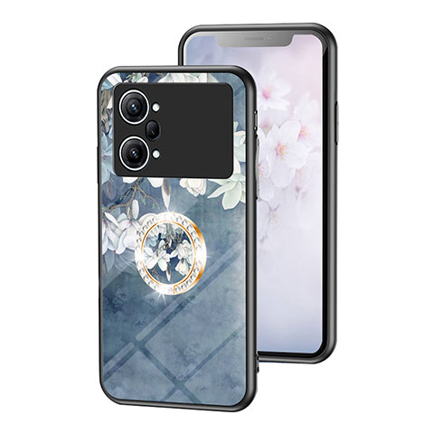 Custodia Silicone Gel Laterale Fiori Specchio Cover S01 per Oppo K10 Pro 5G Blu