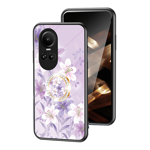 Custodia Silicone Gel Laterale Fiori Specchio Cover S01 per Oppo Reno10 5G Lavanda