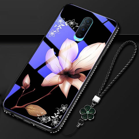 Custodia Silicone Gel Laterale Fiori Specchio Cover S01 per Oppo RX17 Pro Marrone