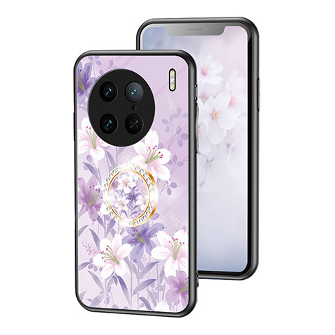 Custodia Silicone Gel Laterale Fiori Specchio Cover S01 per Vivo X90 Pro 5G Lavanda