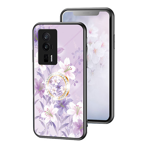 Custodia Silicone Gel Laterale Fiori Specchio Cover S01 per Xiaomi Redmi K60 Pro 5G Lavanda