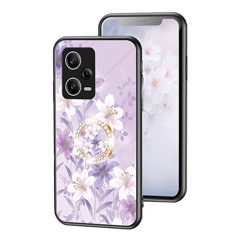 Custodia Silicone Gel Laterale Fiori Specchio Cover S01 per Xiaomi Redmi Note 12 Pro 5G Lavanda