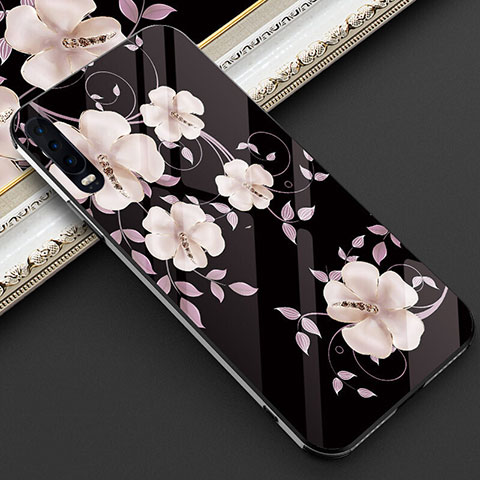 Custodia Silicone Gel Laterale Fiori Specchio Cover S02 per Huawei P30 Viola