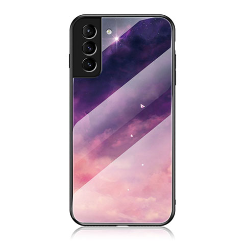 Custodia Silicone Gel Laterale Mistica Luna Stelle Specchio Cover per Samsung Galaxy S21 5G Viola