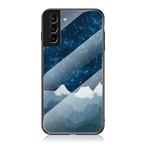 Custodia Silicone Gel Laterale Mistica Luna Stelle Specchio Cover per Samsung Galaxy S21 FE 5G Blu