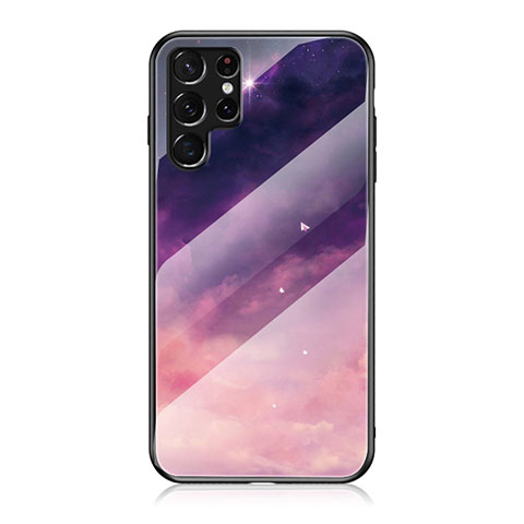 Custodia Silicone Gel Laterale Mistica Luna Stelle Specchio Cover per Samsung Galaxy S22 Ultra 5G Viola