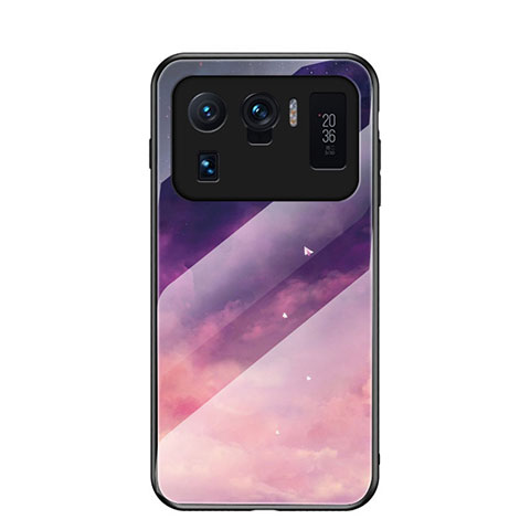 Custodia Silicone Gel Laterale Mistica Luna Stelle Specchio Cover S01 per Xiaomi Mi 11 Ultra 5G Viola