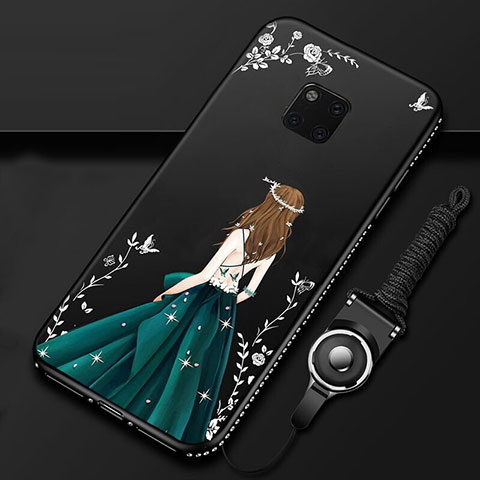 Custodia Silicone Gel Morbida Abito Ragazza Cover K01 per Huawei Mate 20 Pro Nero