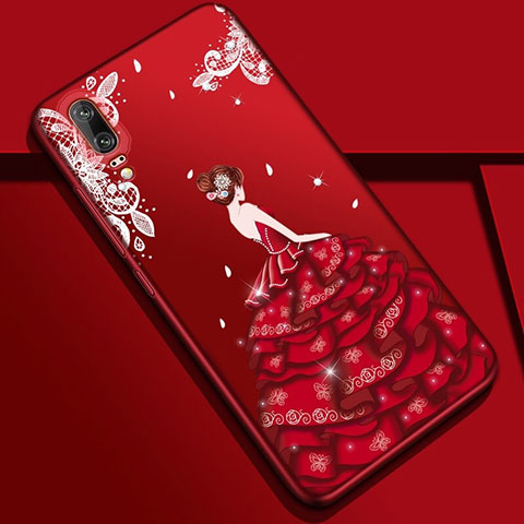 Custodia Silicone Gel Morbida Abito Ragazza Cover K01 per Huawei P20 Multicolore