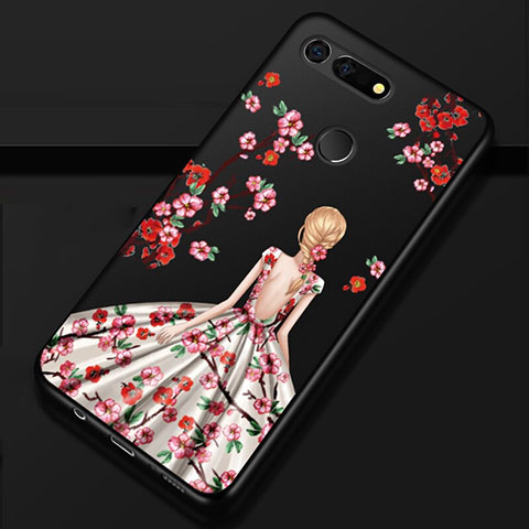 Custodia Silicone Gel Morbida Abito Ragazza Cover K02 per Huawei Honor V20 Marrone