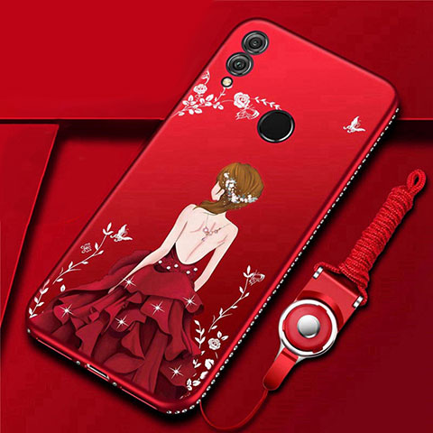 Custodia Silicone Gel Morbida Abito Ragazza Cover per Huawei Honor 10 Lite Rosso