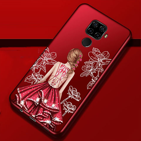 Custodia Silicone Gel Morbida Abito Ragazza Cover per Huawei Mate 30 Lite Rosso