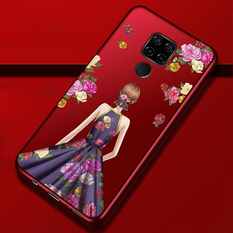 Custodia Silicone Gel Morbida Abito Ragazza Cover per Huawei Nova 5i Pro Viola