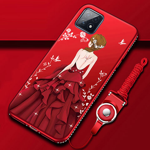 Custodia Silicone Gel Morbida Abito Ragazza Cover per Oppo A72 5G Rosso