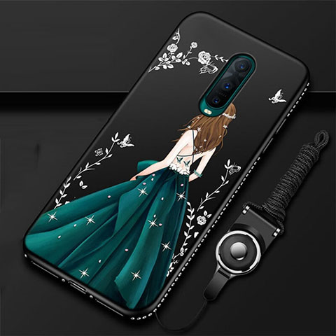 Custodia Silicone Gel Morbida Abito Ragazza Cover per Oppo R17 Pro Verde