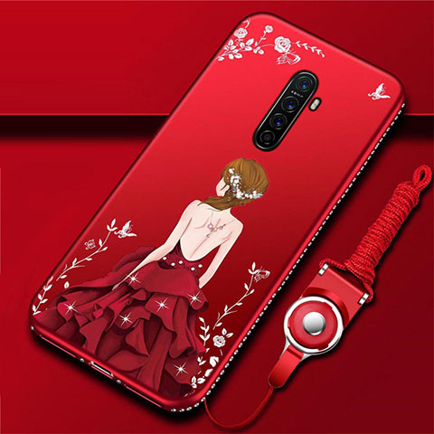 Custodia Silicone Gel Morbida Abito Ragazza Cover per Oppo Reno Ace Rosso