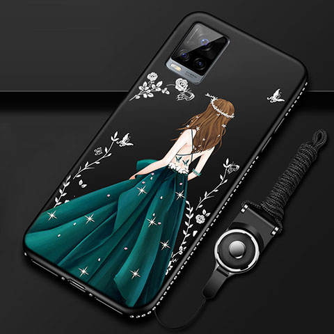 Custodia Silicone Gel Morbida Abito Ragazza Cover per Vivo V20 Pro 5G Nero