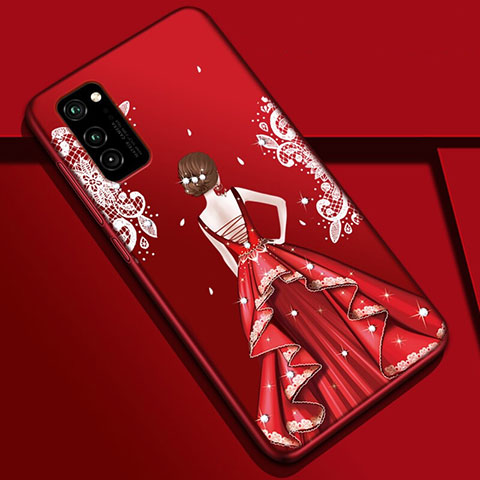 Custodia Silicone Gel Morbida Abito Ragazza Cover S01 per Huawei Honor V30 Pro 5G Colorato