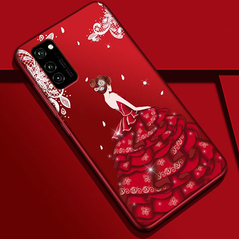 Custodia Silicone Gel Morbida Abito Ragazza Cover S01 per Huawei Honor V30 Pro 5G Multicolore