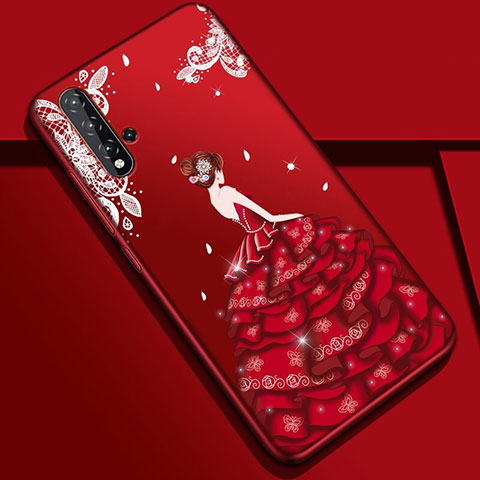 Custodia Silicone Gel Morbida Abito Ragazza Cover S01 per Huawei Nova 5 Colorato