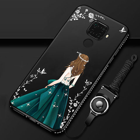 Custodia Silicone Gel Morbida Abito Ragazza Cover S02 per Huawei Nova 5i Pro Verde