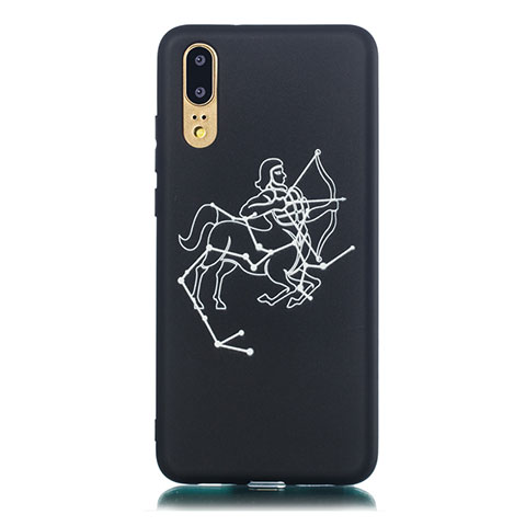 Custodia Silicone Gel Morbida Costellazione Cover S03 per Huawei P20 Nero