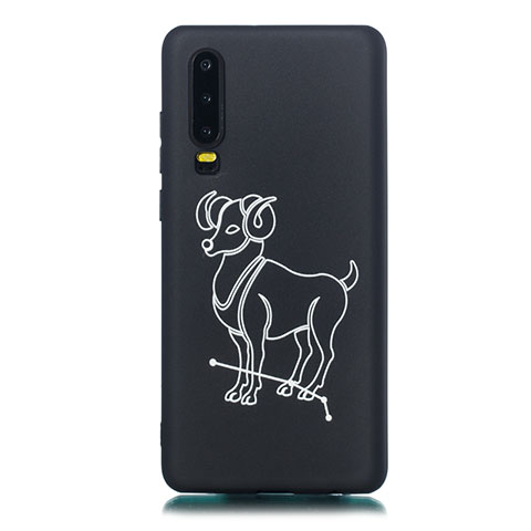 Custodia Silicone Gel Morbida Costellazione Cover S03 per Huawei P30 Nero