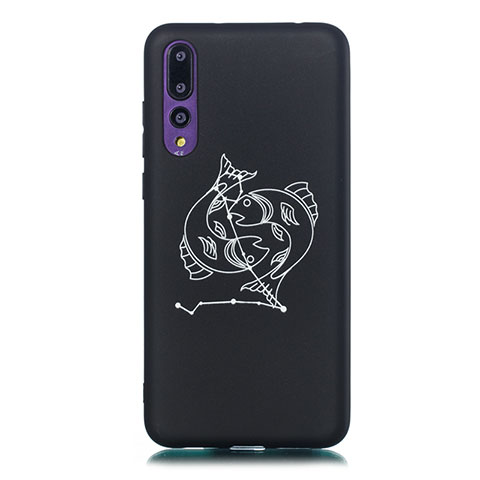 Custodia Silicone Gel Morbida Costellazione Cover S07 per Huawei P20 Pro Nero