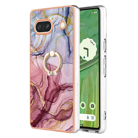 Custodia Silicone Gel Morbida Fantasia Modello Cover con Anello Supporto Y01B per Google Pixel 7a 5G Multicolore