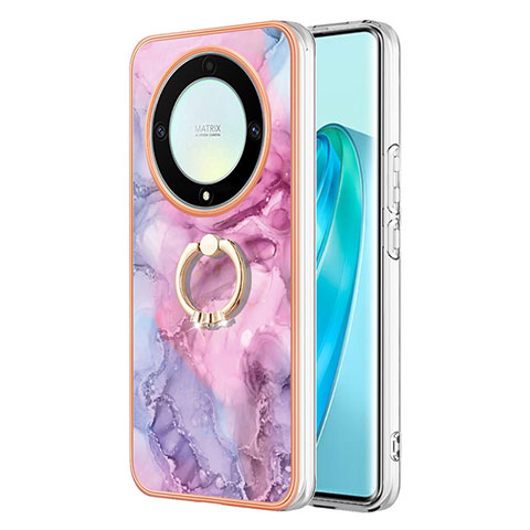 Custodia Silicone Gel Morbida Fantasia Modello Cover con Anello Supporto Y01B per Huawei Honor Magic5 Lite 5G Lavanda